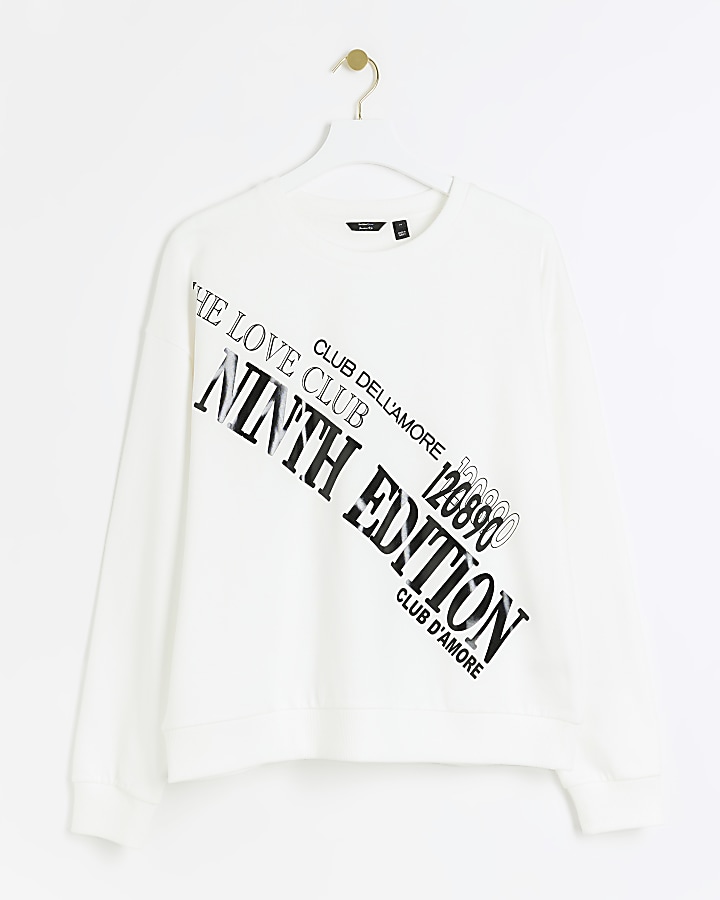 Cream graphic gloss sweatshirt