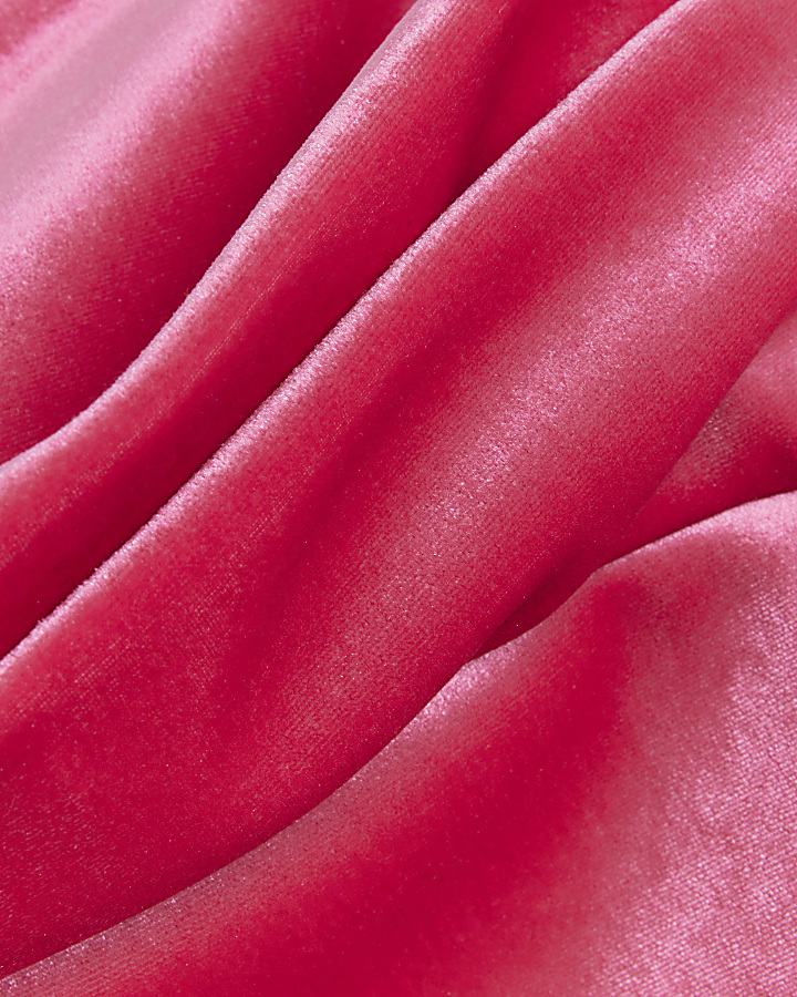 Pink velvet ruched bandeau top