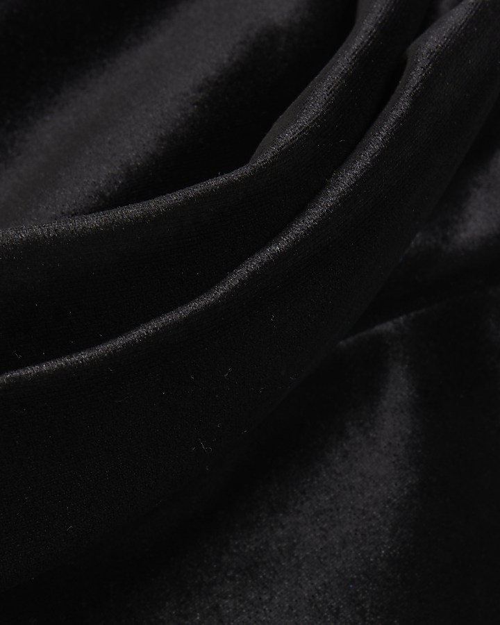 Black velvet ruched bandeau top