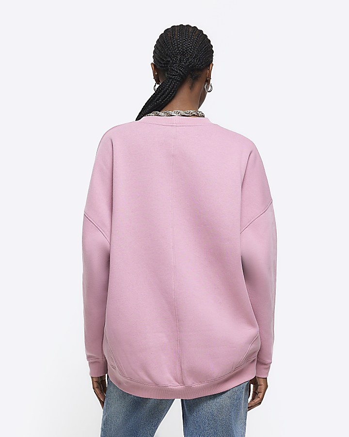 Pink oversized sweatshirt River Island