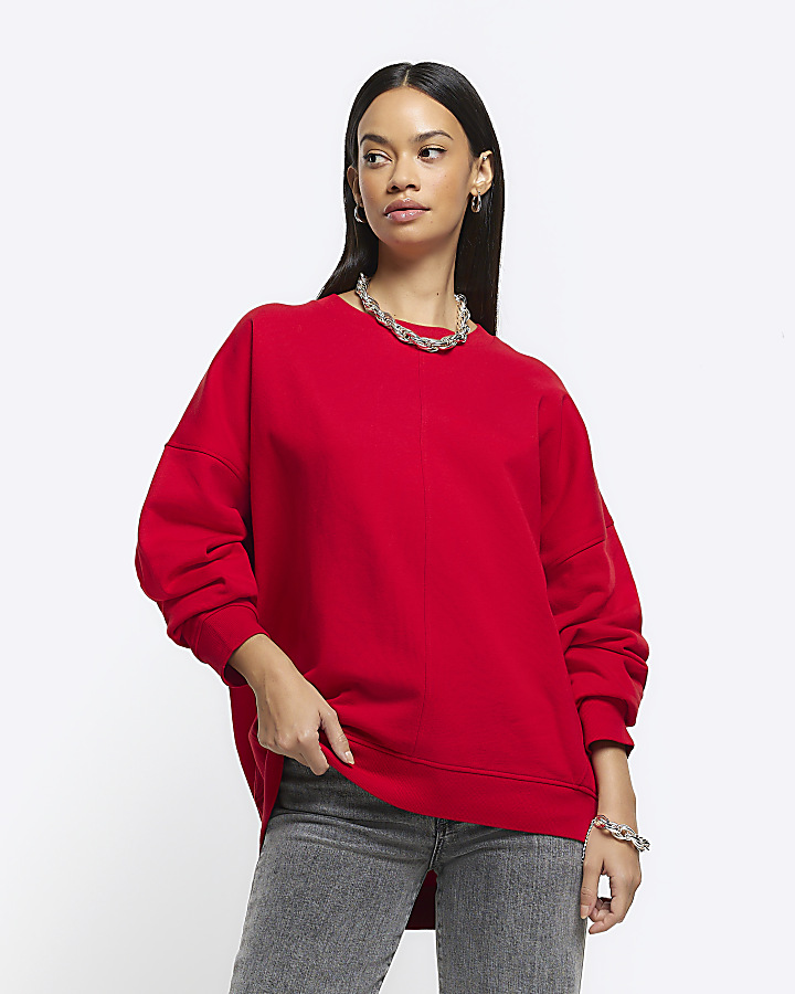 Red oversized sweatshirt
