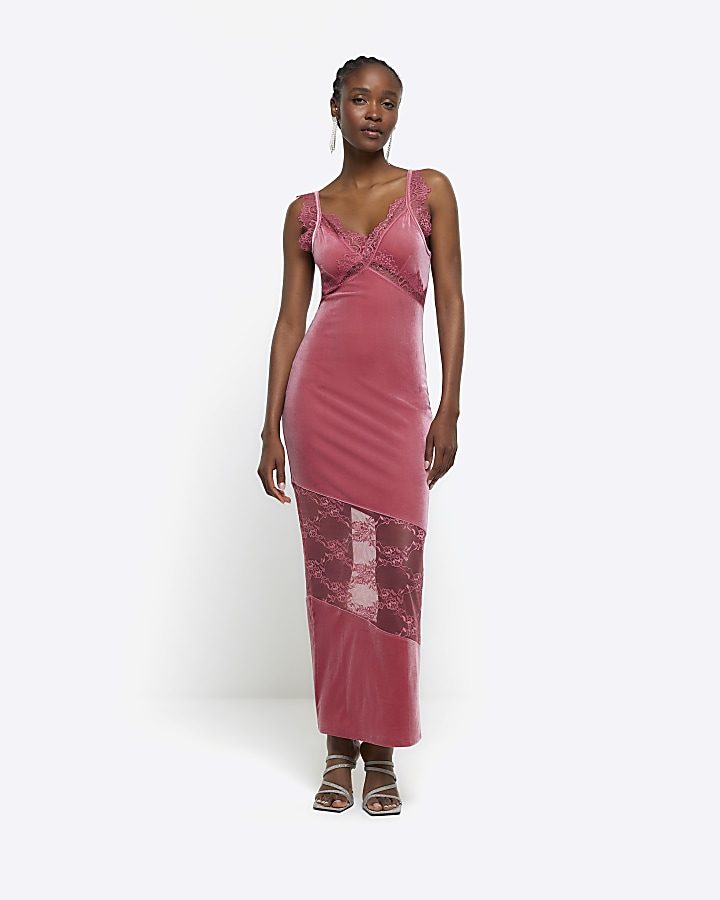 Pink sleeveless hot sale maxi dress