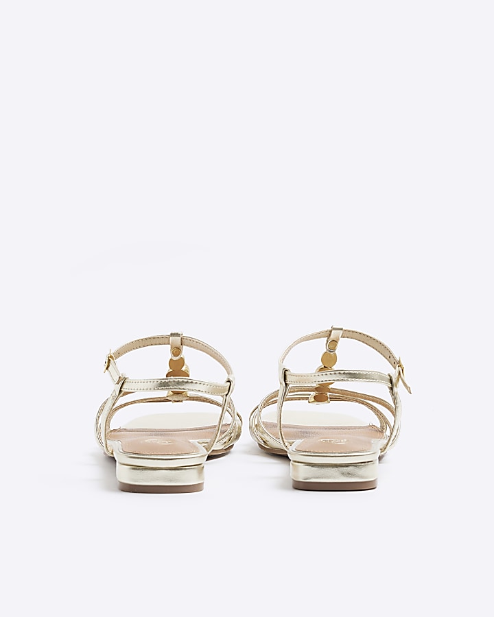 Gold Beaded Flat Sandals