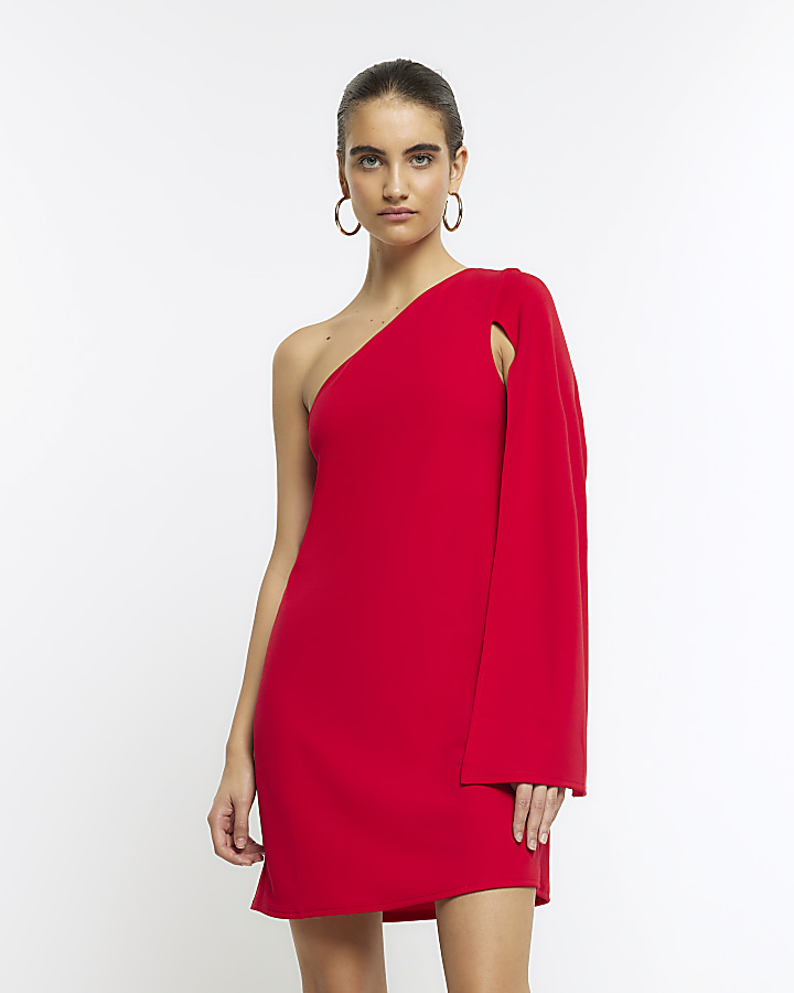 Red cape detail bodycon mini dress