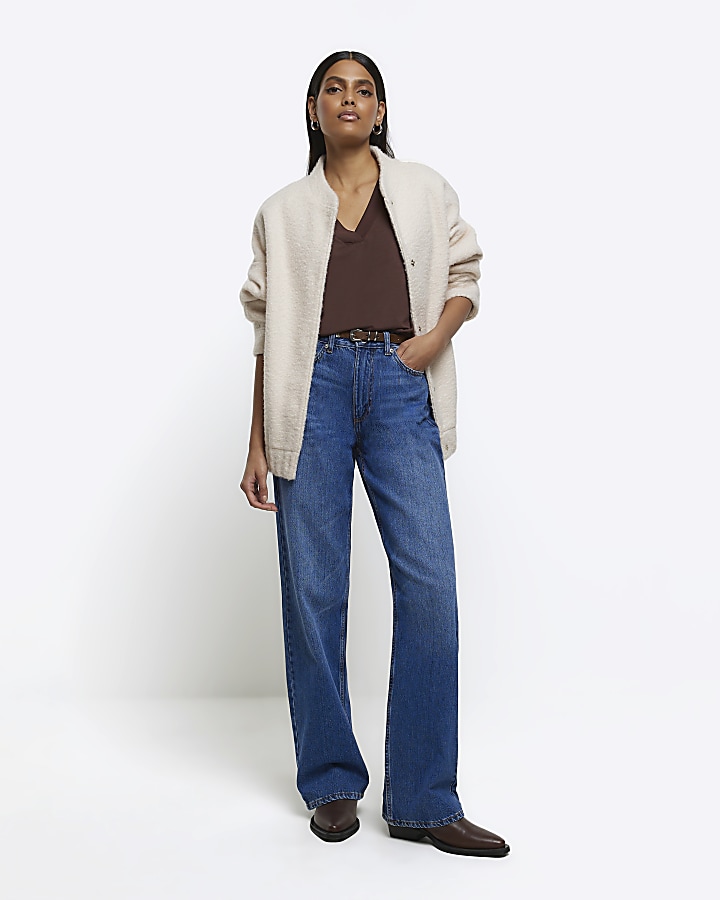 Brown vneck tshirt River Island