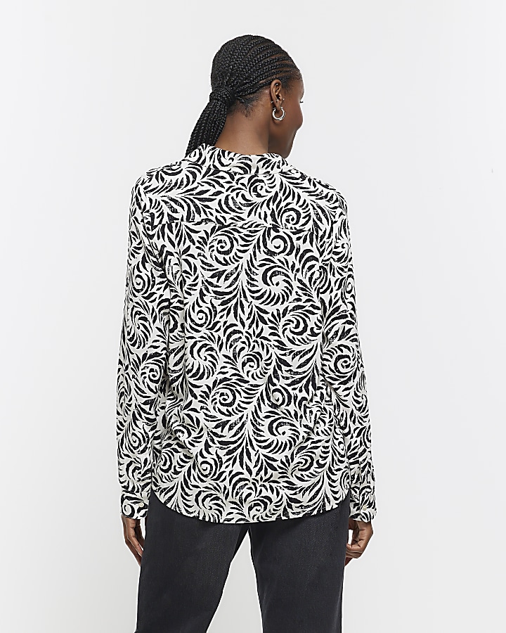 Black abstract long sleeve shirt