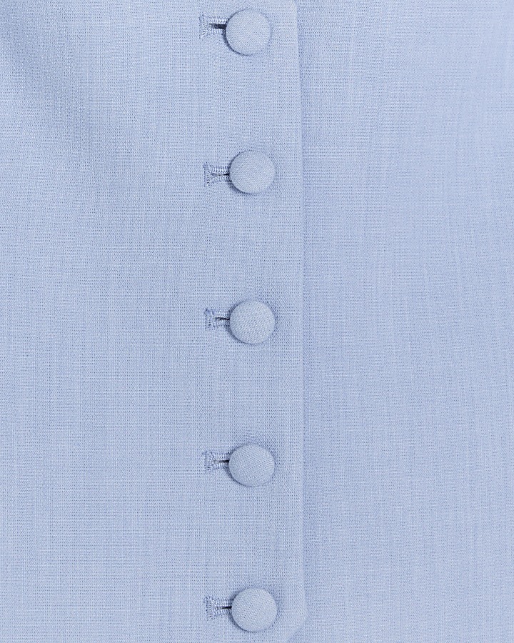 Blue Button Front Waistcoat