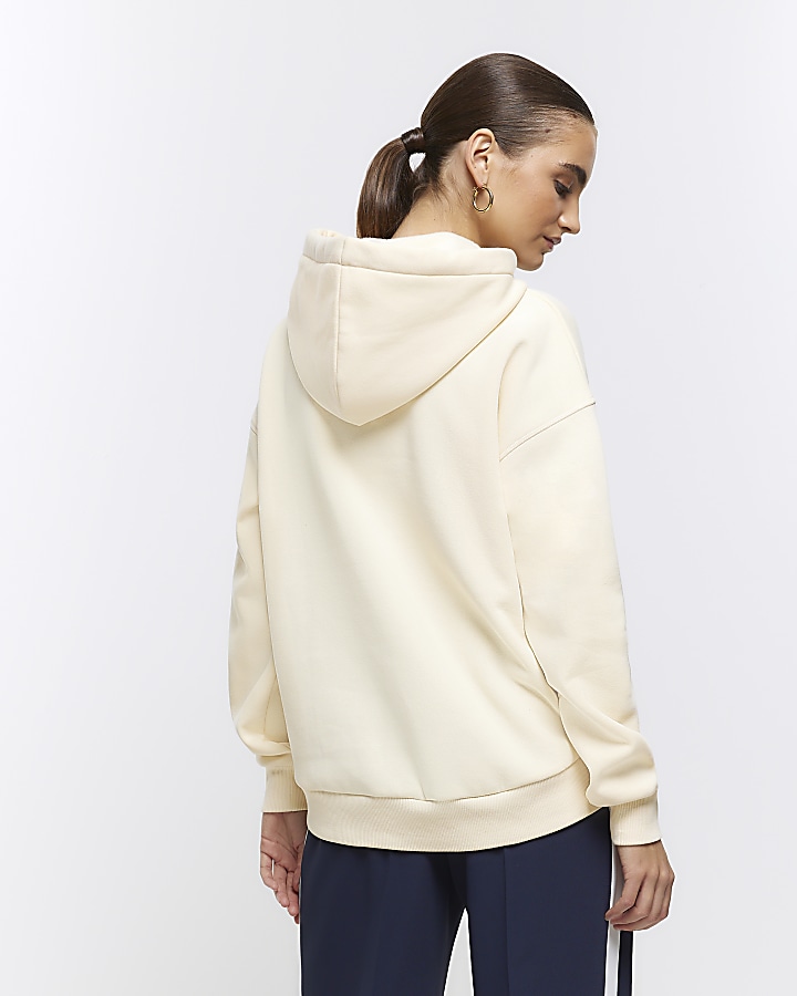 Cream plain hoodie River Island