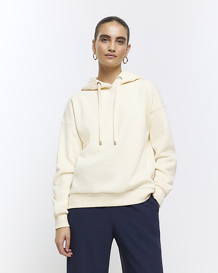 Cream plain hoodie | River Island