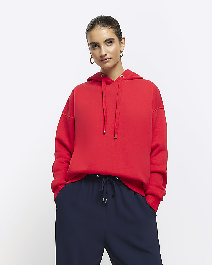 Red plain hoodie | River Island