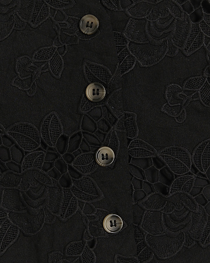 Black floral embroidered waistcoat