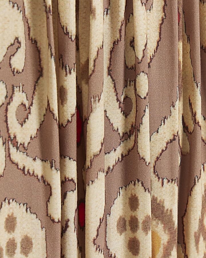 Brown abstract smock maxi dress