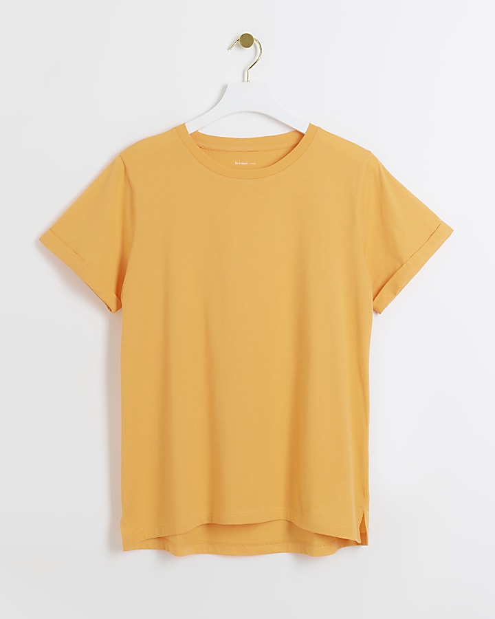 Orange rolled sleeve t-shirt