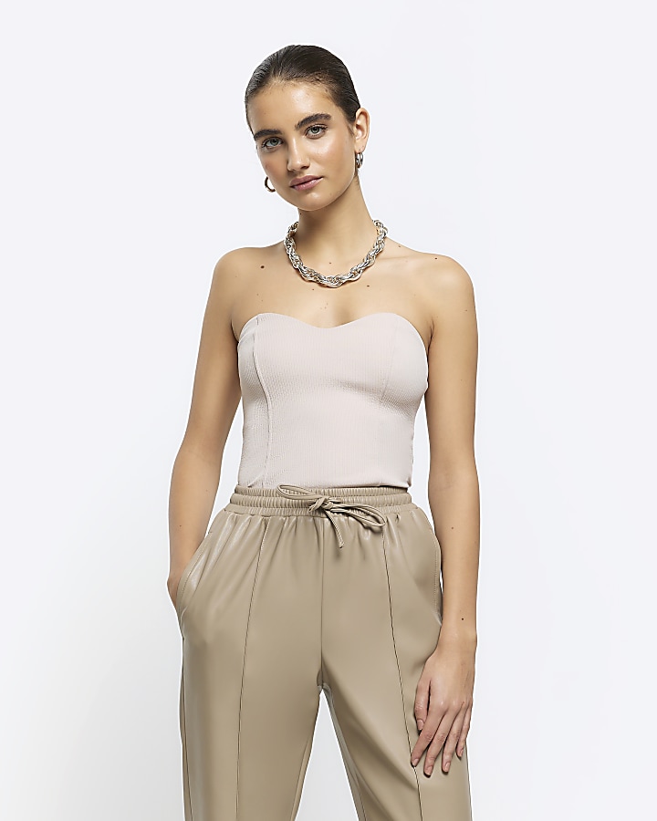 Beige strapless store top