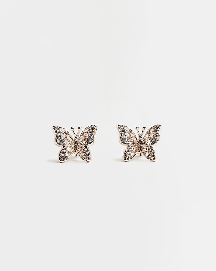 Rose Gold Butterfly Studs