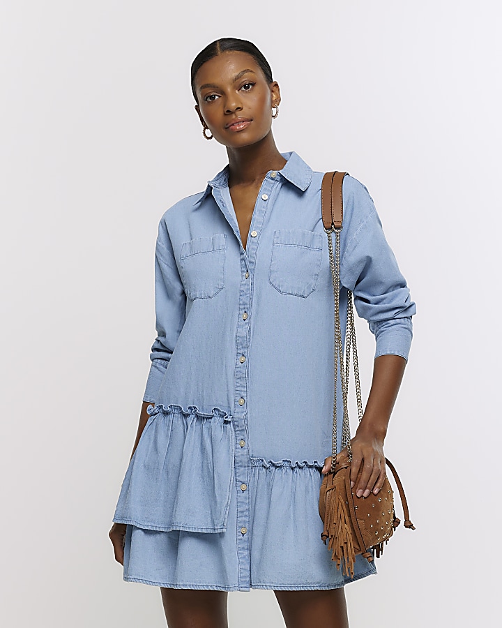 Asymmetric mini sale shirt dress