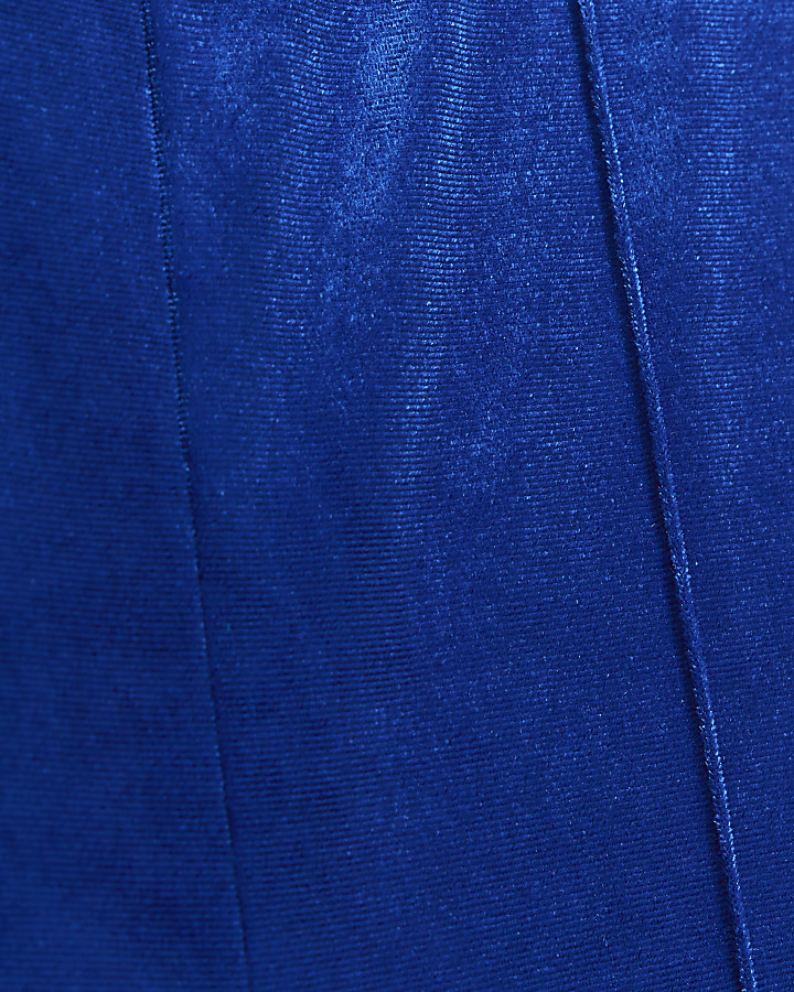Blue velvet bandeau jumpsuit