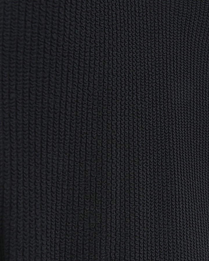 Black textured whipstitch swimsuit