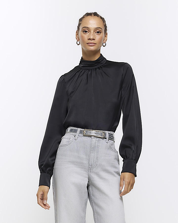 Ruched store neck blouse