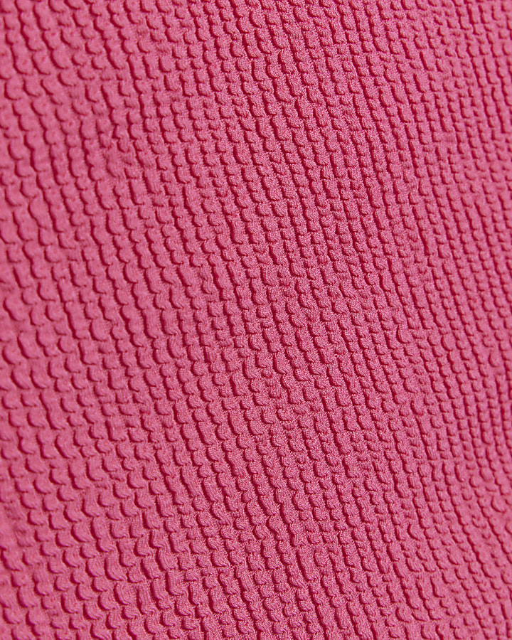 Pink textured bandeau swimsuit