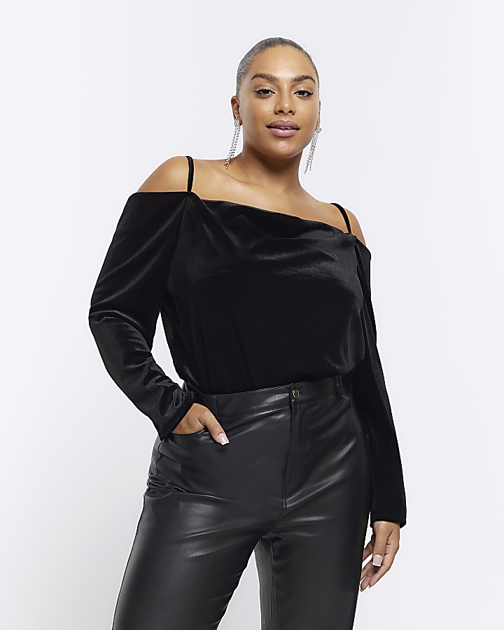 Cheap plus size cold best sale shoulder tops