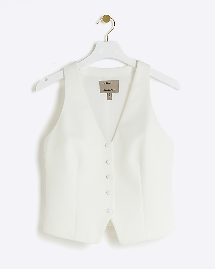 White Button Front Waistcoat