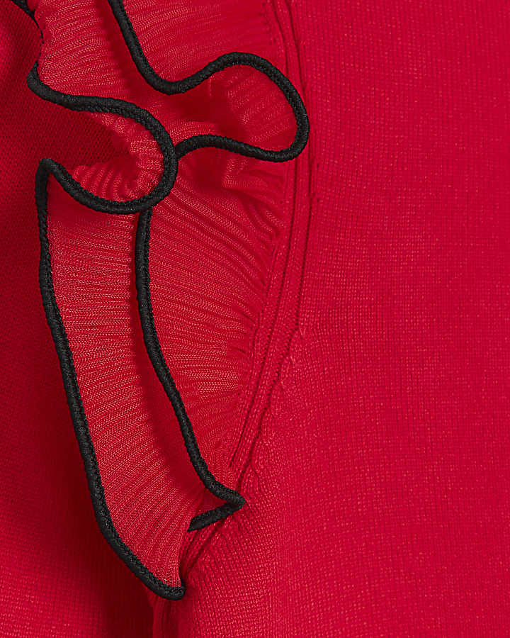 Red frill detail jumper