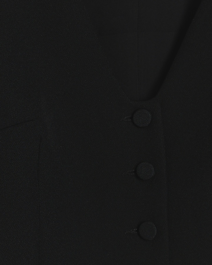 Petite black button front waistcoat