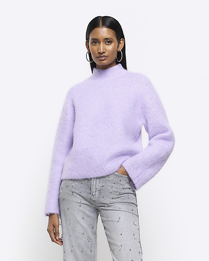 Purple brushed knit jumper