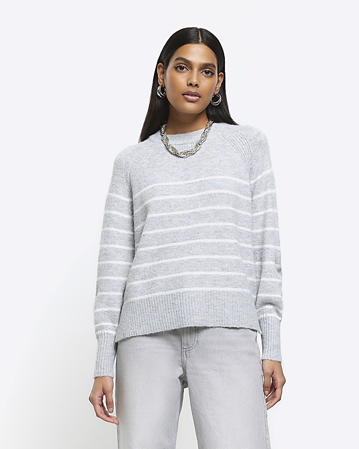 Grey knit stripe jumper
