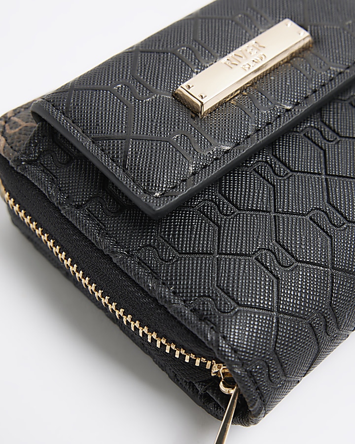 Black embossed purse