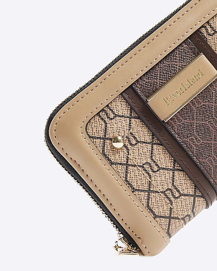 Brown monogram studded purse