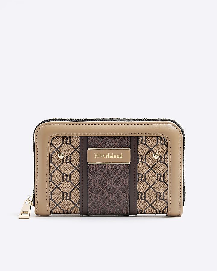 Brown monogram studded purse