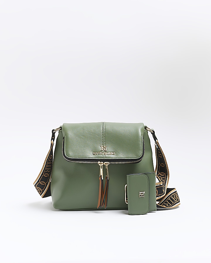 Khaki pouch detail cross body bag