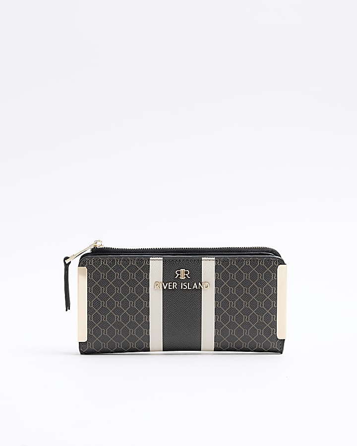 Black monogram stripe purse