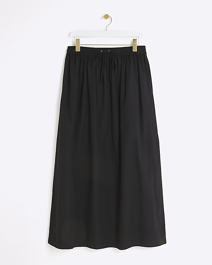 Black elasticated waist maxi skirt