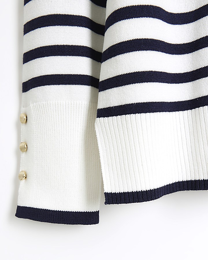 Plus navy stripe knit top