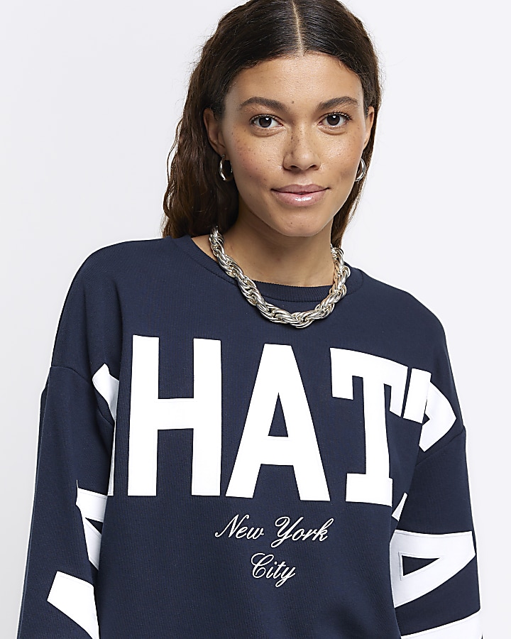 Navy Manhattan graphic sweatshirt