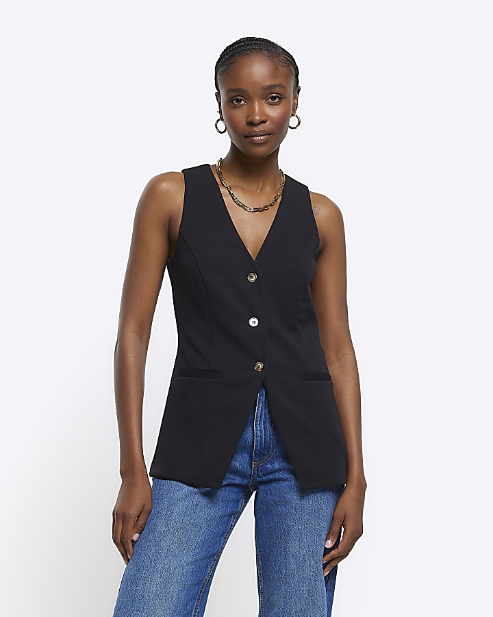 Black V neck waistcoat