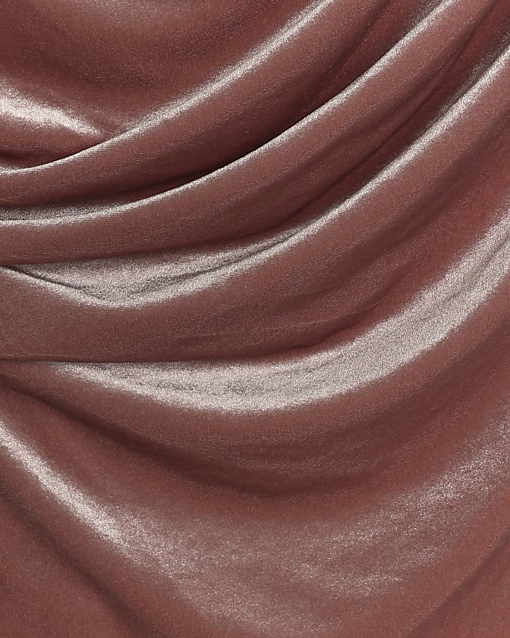 Pink velvet drape asymmetric top