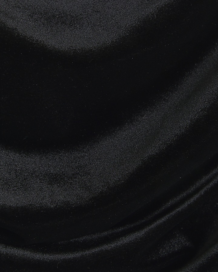 Black velvet drape asymmetric top | River Island