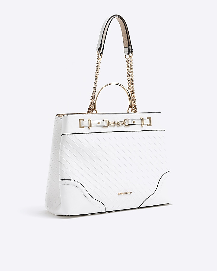 White woven chain tote bag River Island