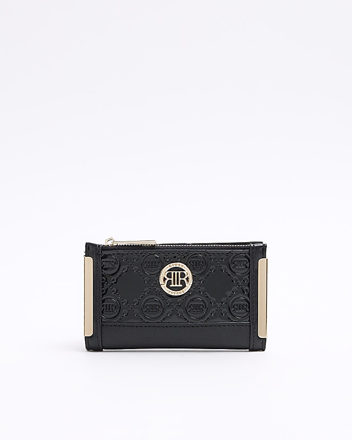 Black embossed monogram mini purse