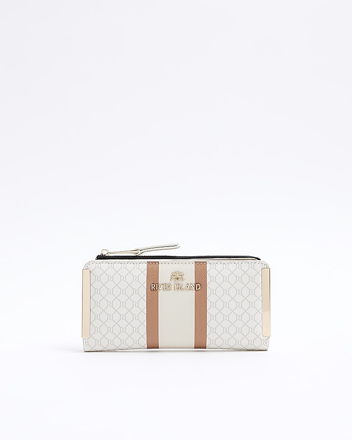 White monogram stripe purse