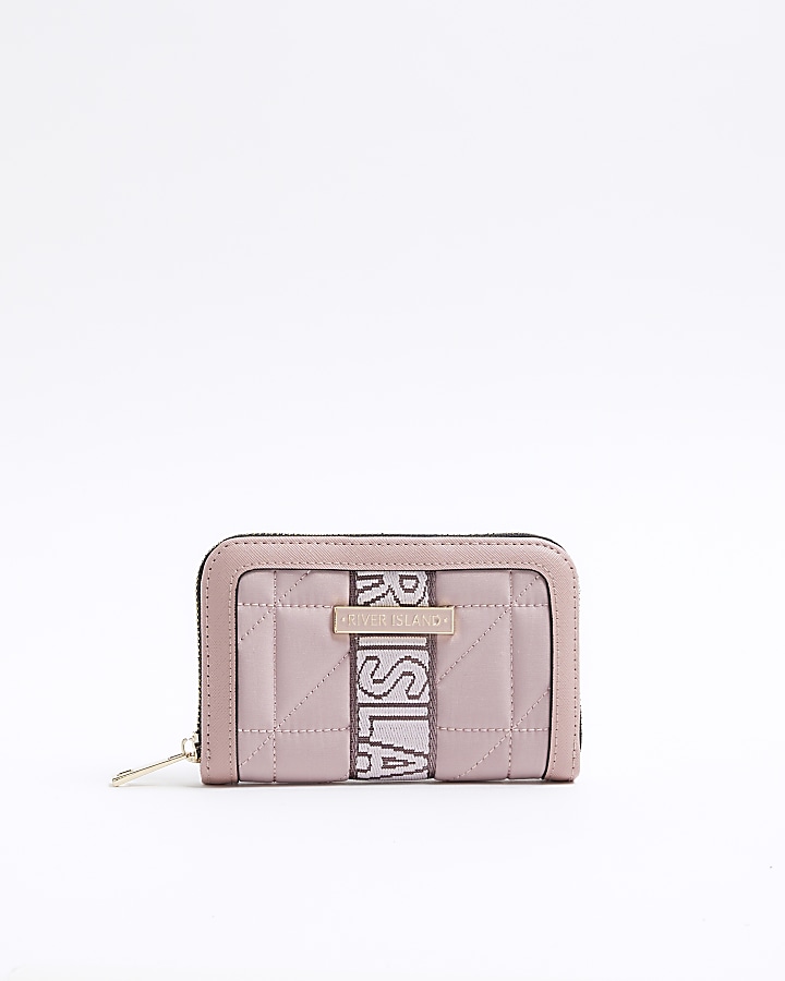 Pink soft quilted webbing purse | River Island