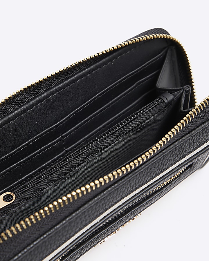 Black canvas zip pocket purse