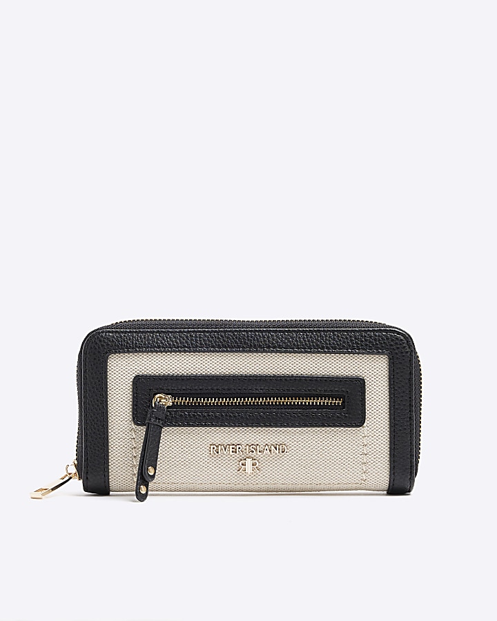Black canvas zip pocket purse
