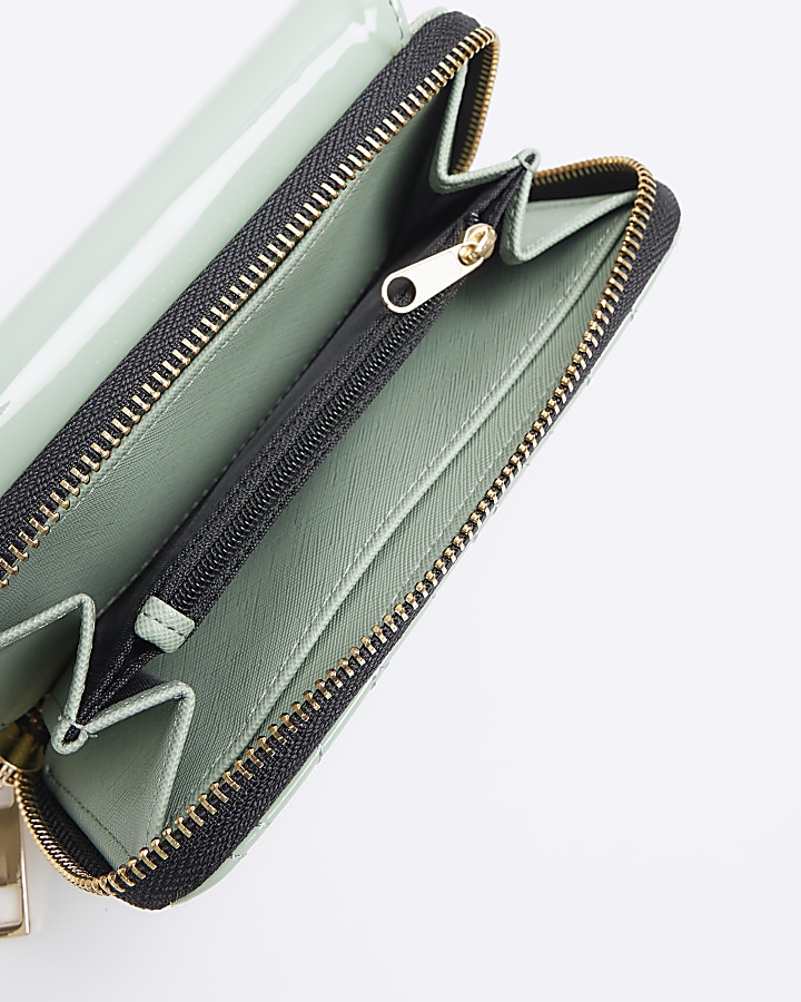 Green patent embossed purse River Island
