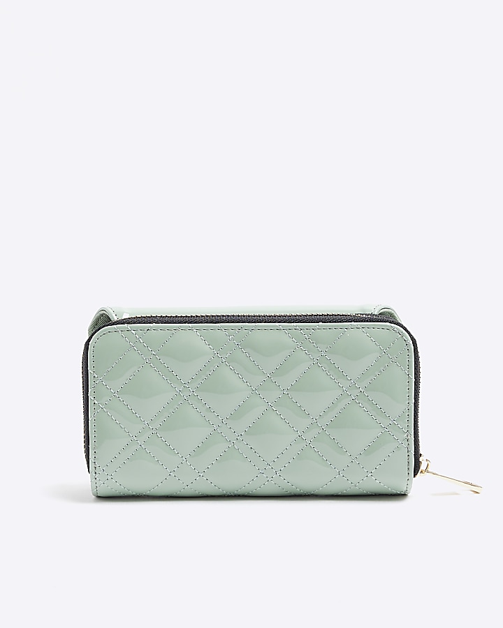 Green patent embossed purse