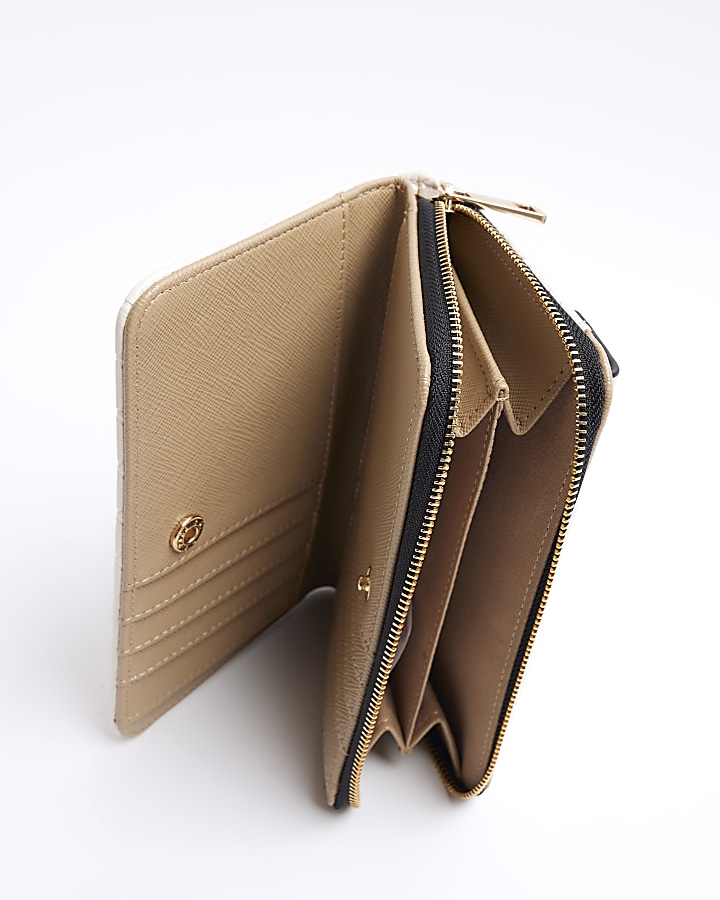 Cream embossed envelope purse River Island